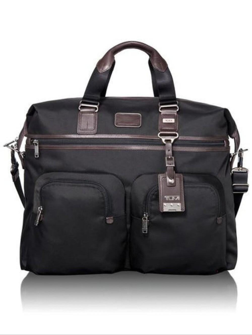 TUMI Alpha Bravo Kessler Large Duffel 22353HKH Black Hickory Brown Leather